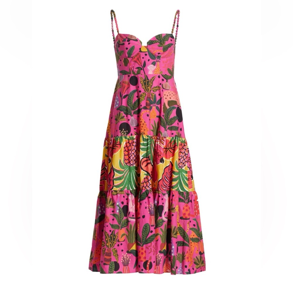 FARM RIO Pink Pop Leopards mixed print maxi dress